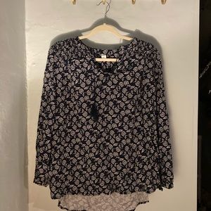 Navy Floral Blouse